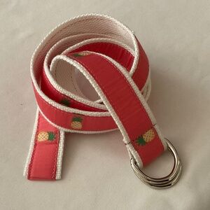 White Pink Canvas Pineapple Adjustable Belt Size M/L NEW